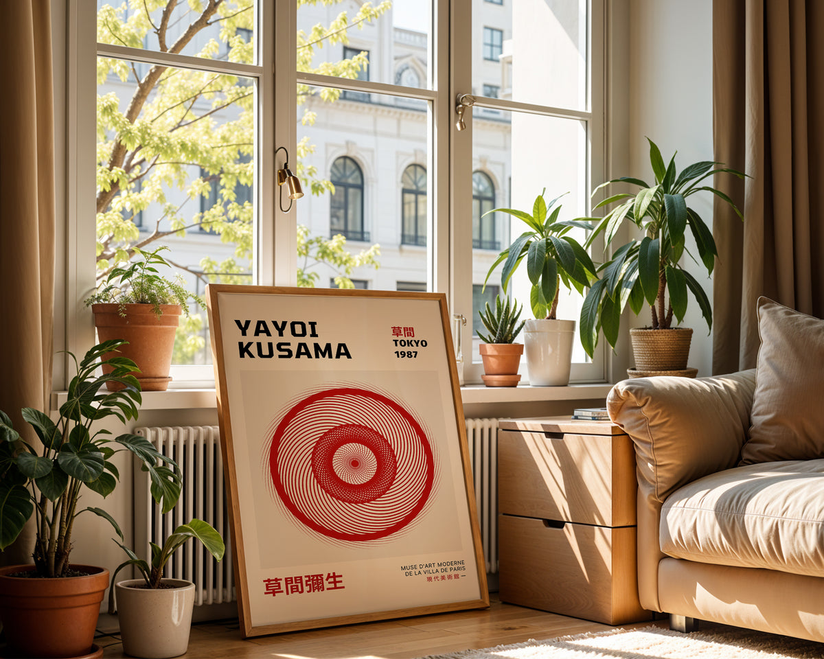 Yayoi Kusama Abstract No. 2 poster visualiserad på vägg – från Bozetto i hög kvalitet