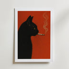 Smoking Cat – stilfullt konsttryck från Bozetto, tryckt på matt finpapper i hög tryckkvalitet