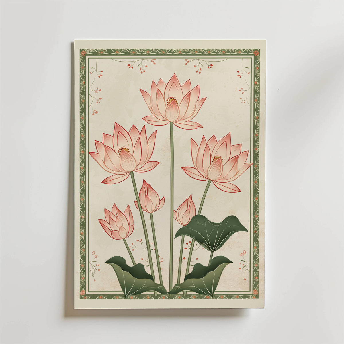 Japanese Lotus – stilfullt konsttryck från Bozetto, tryckt på matt finpapper i hög tryckkvalitet