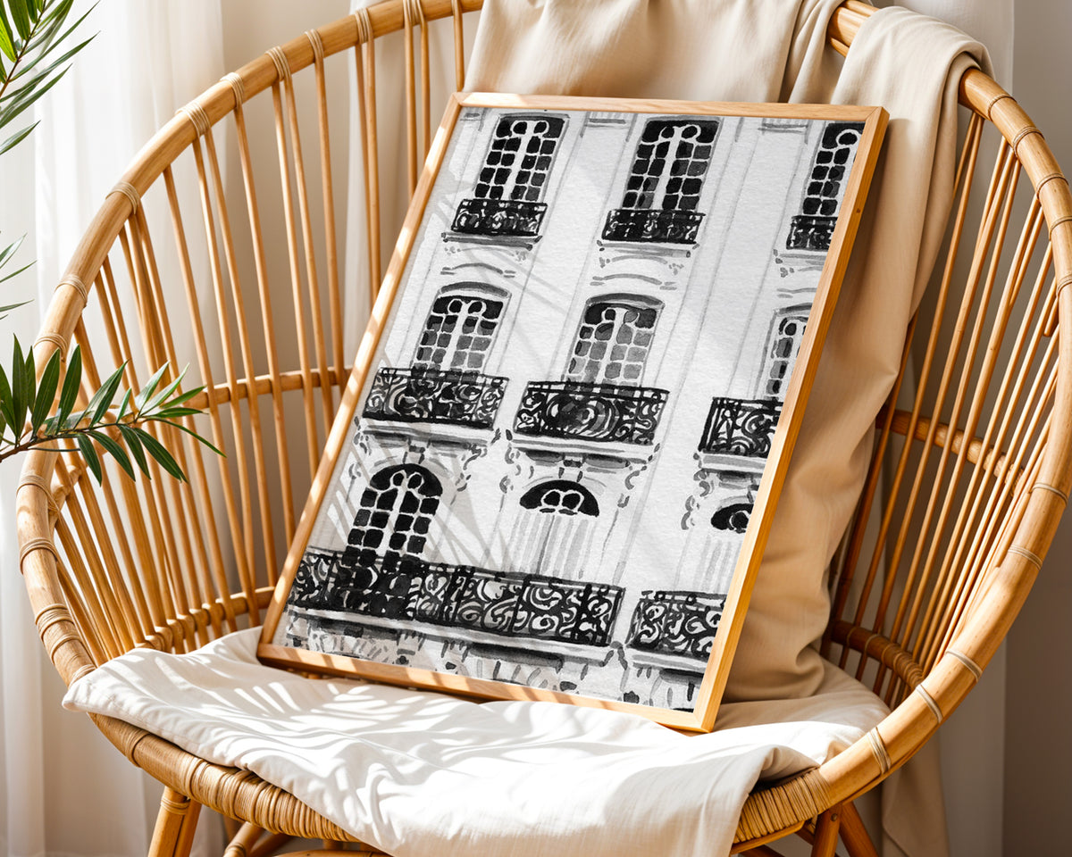 Mockup för Parisian Balcony – se hur affischen ser ut inramad på din vägg, Bozetto