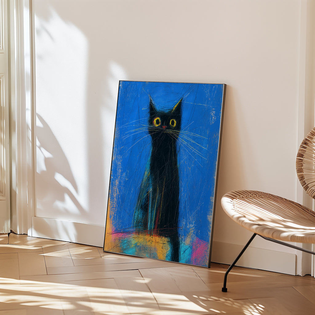 Midnight Whisker Gaze Poster