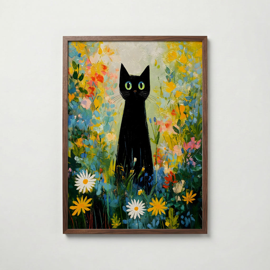 Midnight Garden Cat – köp enkelt hos Bozetto konsttryck i hög kvalitet i hög kvalitet