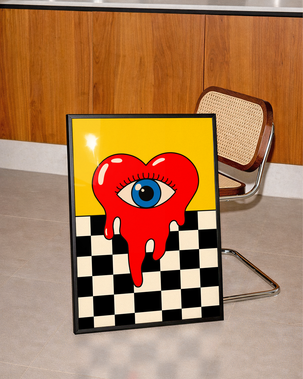 Mockup av Melting Heart Vision affisch på vägg – köp enkelt hos Bozetto i hög kvalitet