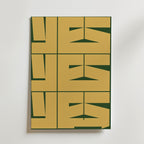 Mustard Yes Poster – YES i geometrisk typografi i senapsgult och djupgrön