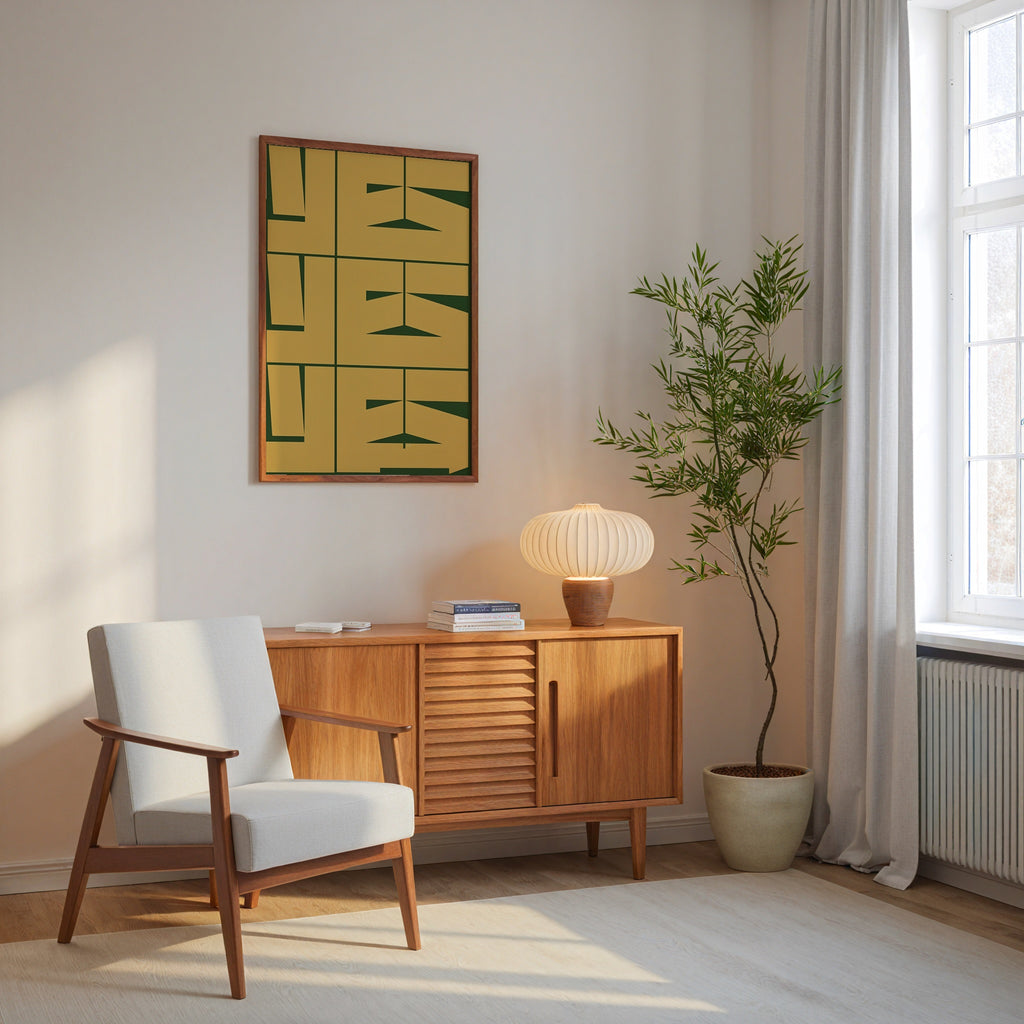 Mustard Yes Poster med valnötsram