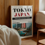 Storleksguide för Tokyo Rolls Without Pause – affisch från Bozetto i hög kvalitet