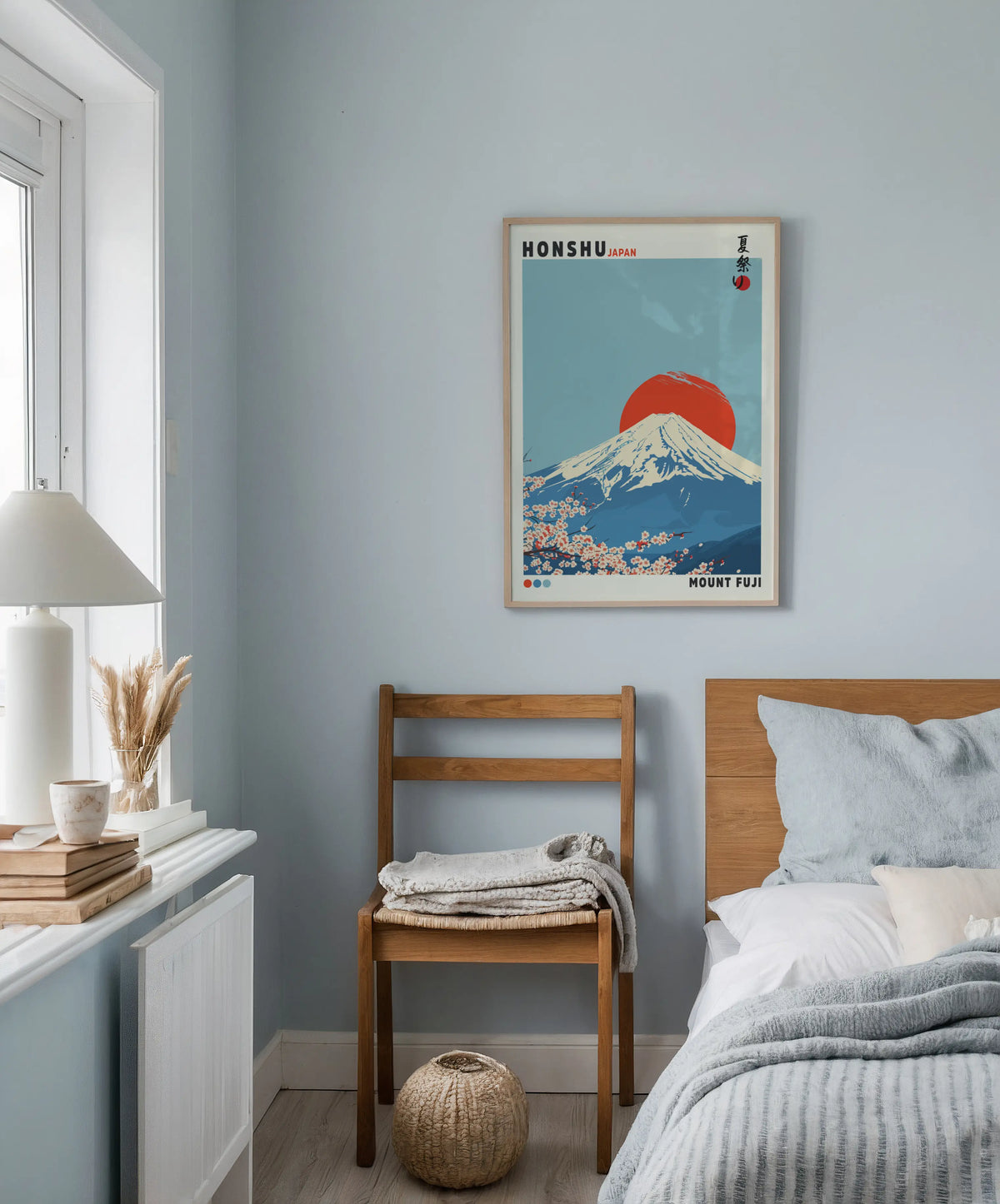 Mockup av Cherry Blossom Mountain affisch på vägg – köp enkelt hos Bozetto i hög kvalitet