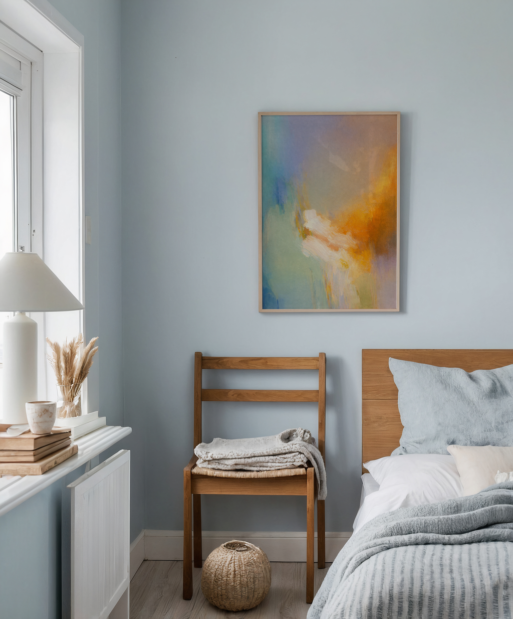 Ember Horizon poster visualiserad på vägg – se rätt storlek med mockup från Bozetto