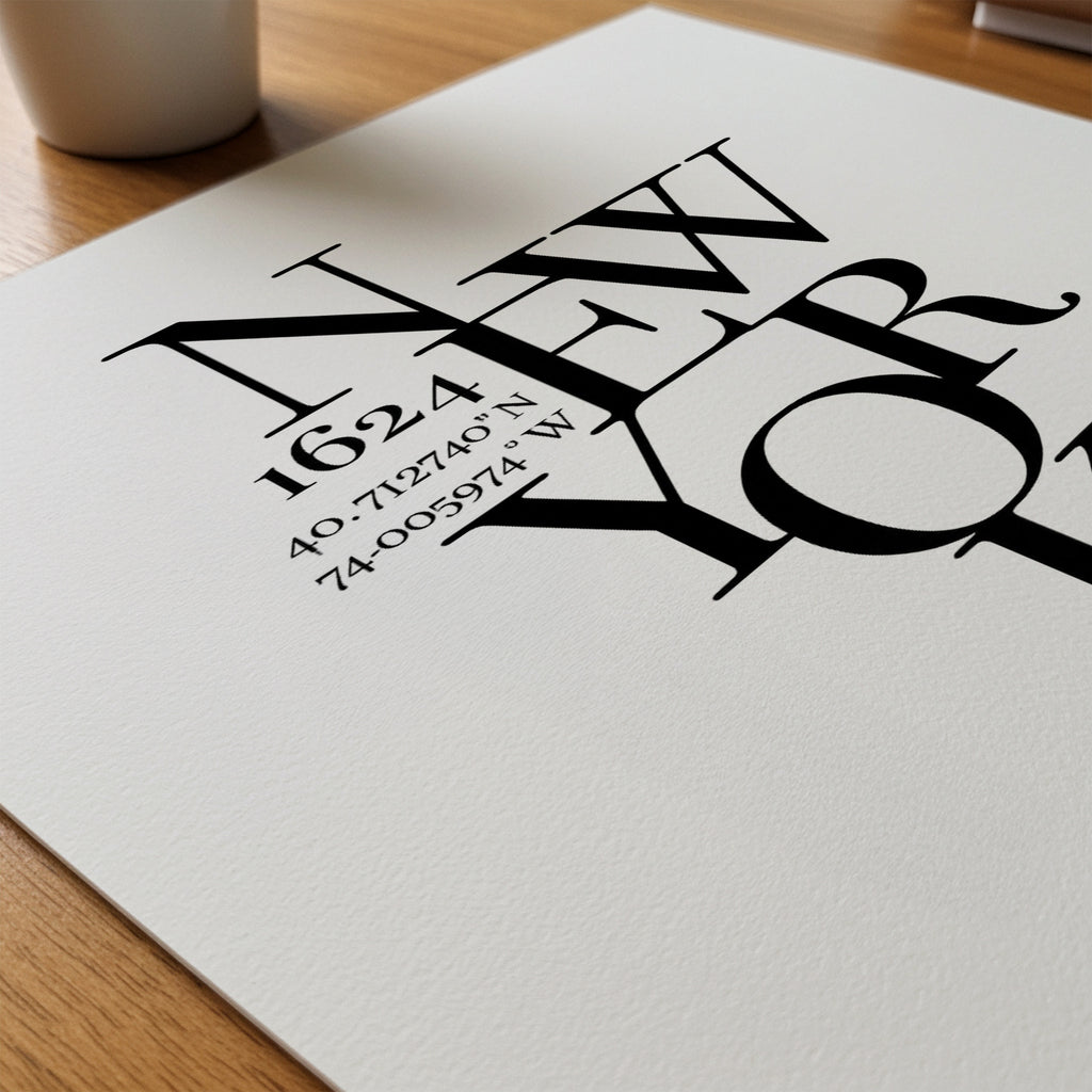 New York Coordinates Poster – närbild på papper