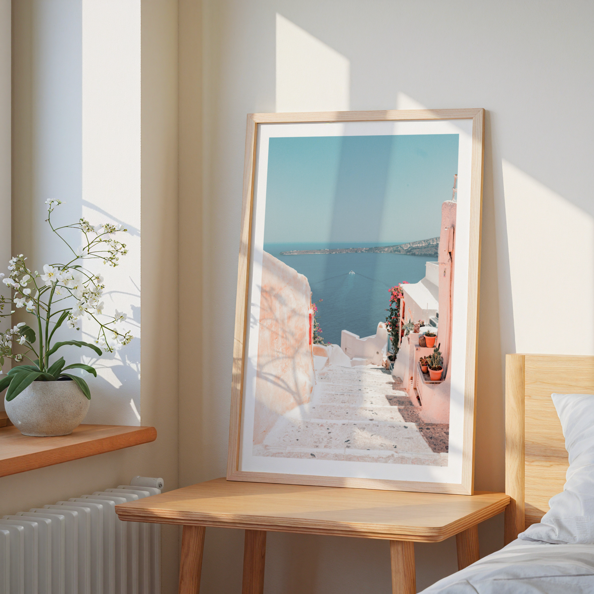 Santorini Horizon Path – affisch med stilfullt motiv från Bozetto i hög kvalitet