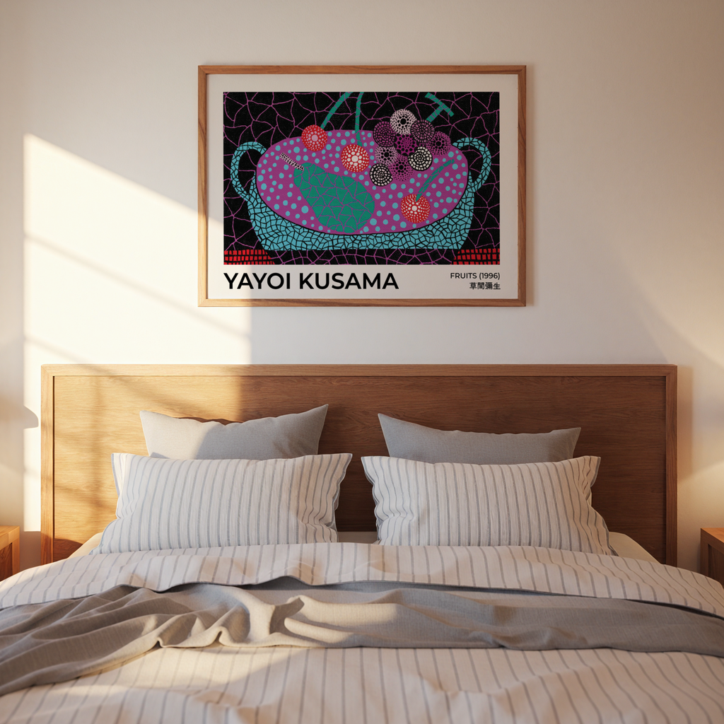 Yayoi Kusama – Fruits (1996) – affisch med stilfullt motiv från Bozetto i hög kvalitet