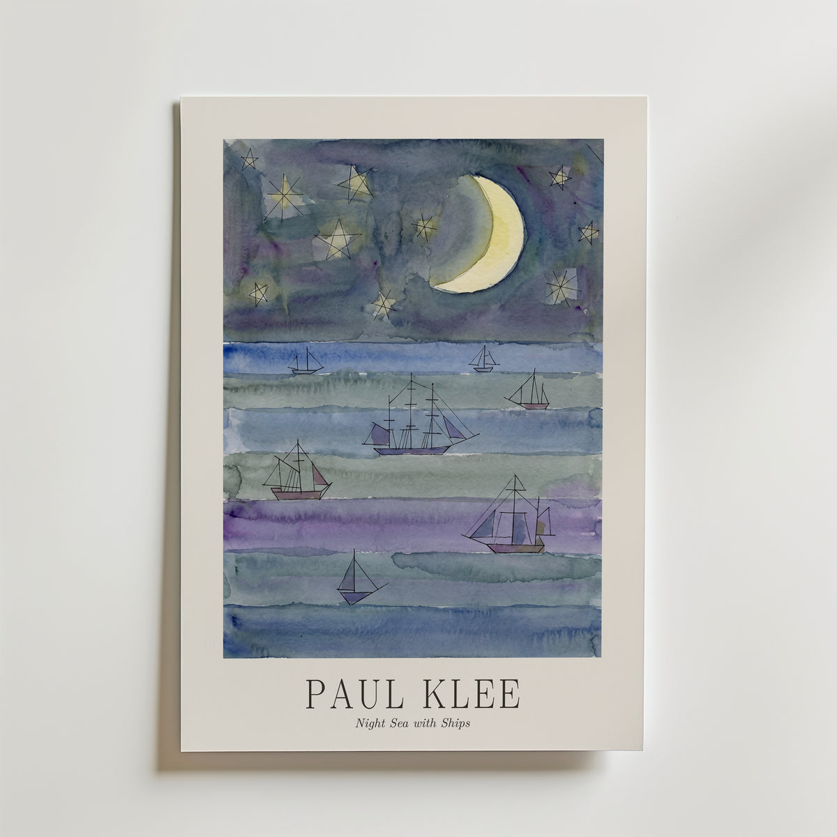 Paul Klee Night Sea with Ships Poster – med passepartout