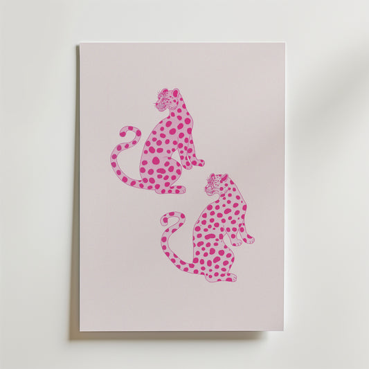 Pink Leopard Twins Poster