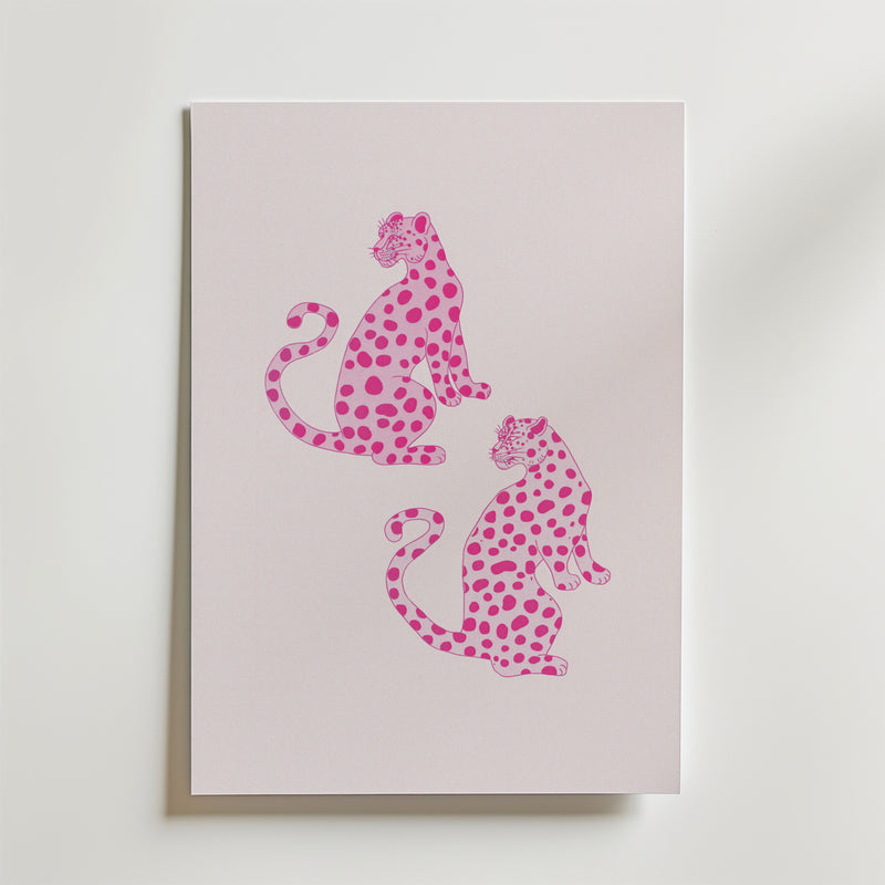 Pink Leopard Twins Poster