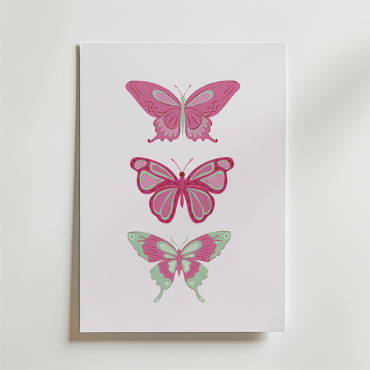 Pink Butterfly Trio Poster