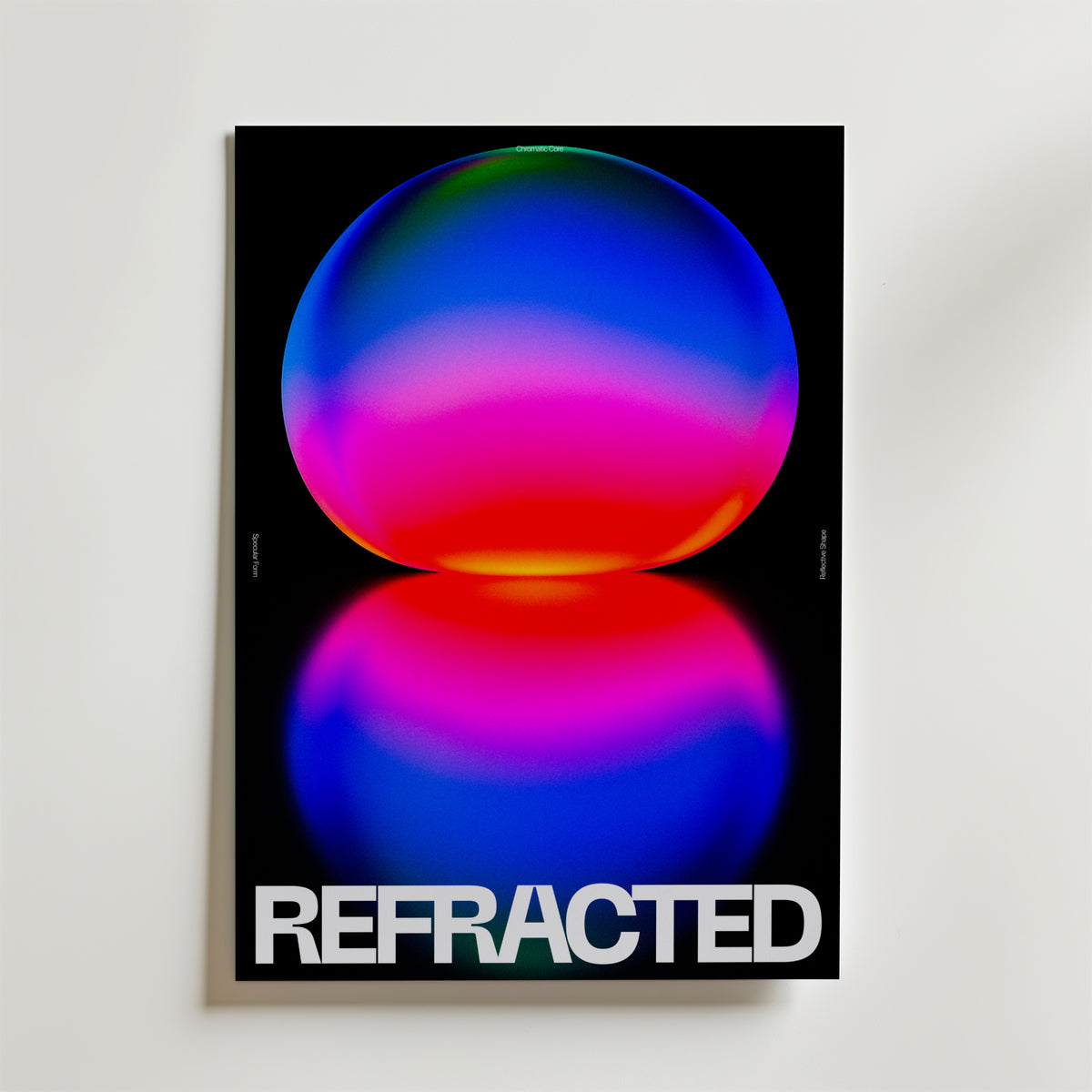 Refracted Neon Sphere – stilfullt konsttryck från Bozetto, tryckt på matt finpapper