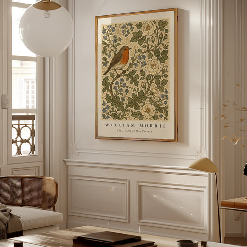 Robin Among Roses William Morris Poster