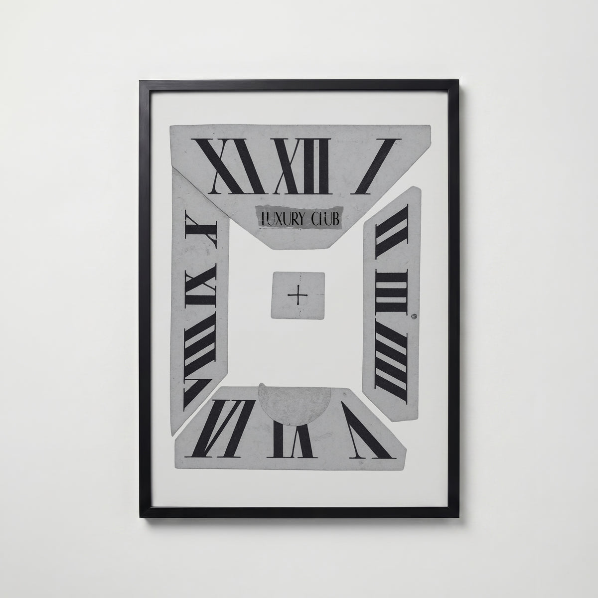 Roman Numeral Collage Poster – svart ram