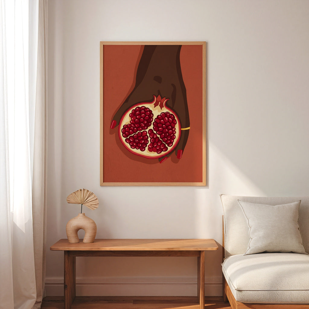 Scarlet Pomegranate Poster i rumskomposition med ekram