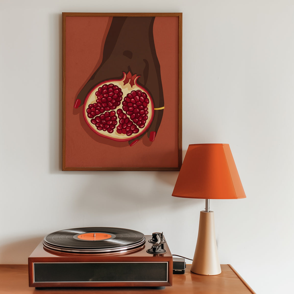 Scarlet Pomegranate Poster med svart ram