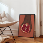 Scarlet Pomegranate Poster med valnötsram
