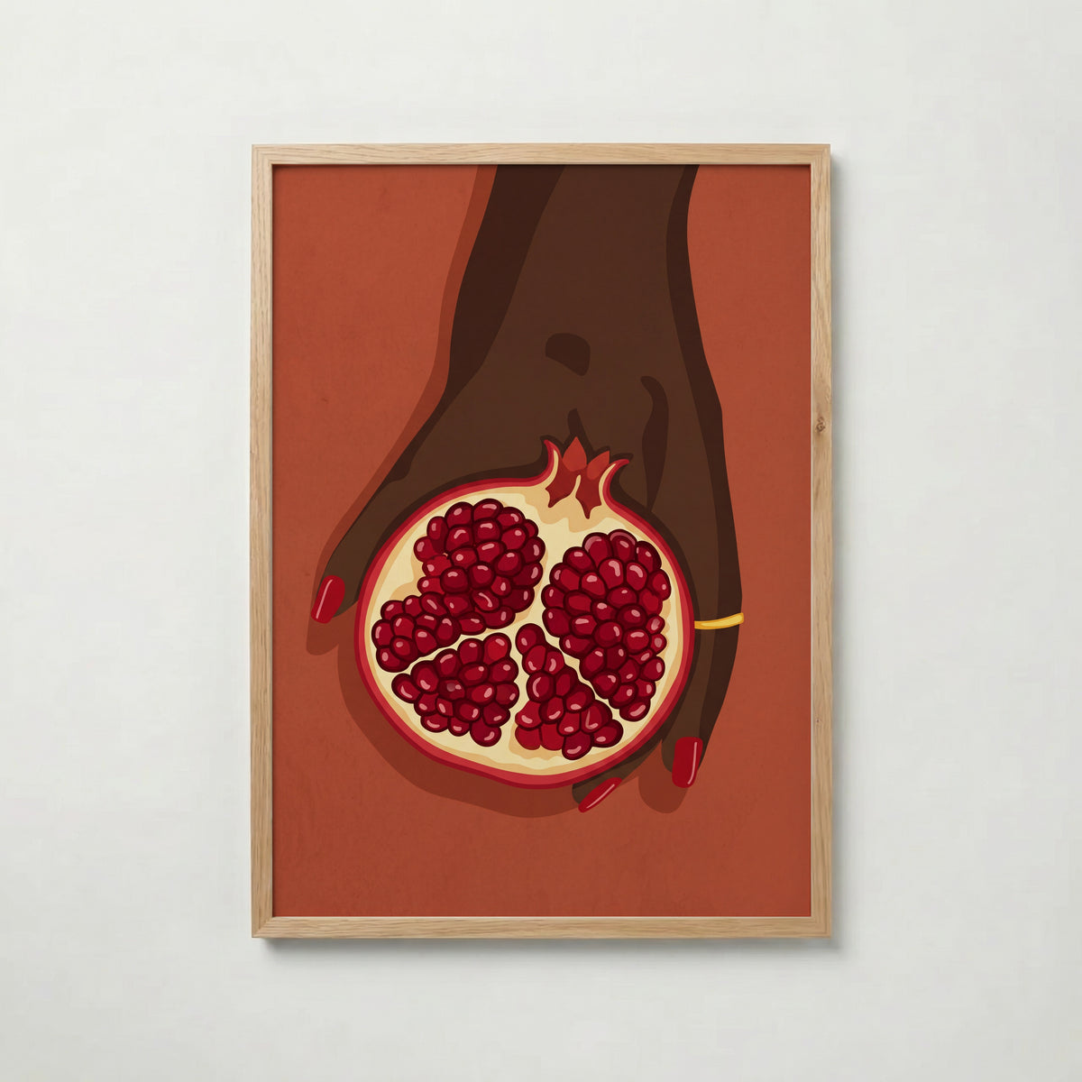 Scarlet Pomegranate Poster med ekram