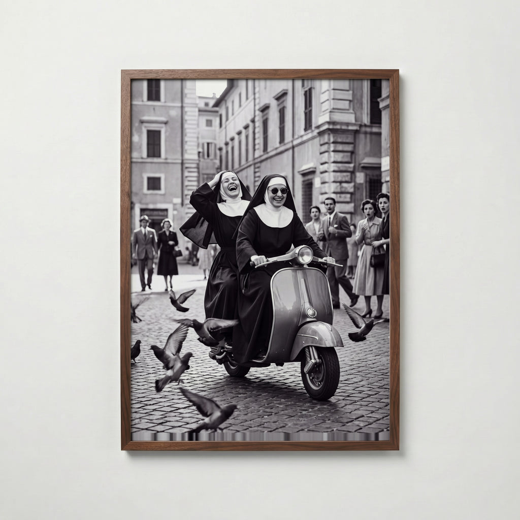 Sisters on a Scooter Poster – valnötsram