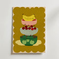 Stacked Bowls Poster – illustration av tre staplade skålar med bananer, körsbär och äpplen