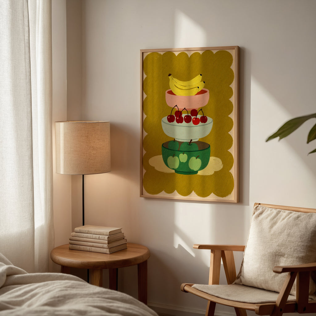 Stacked Bowls Poster med svart ram