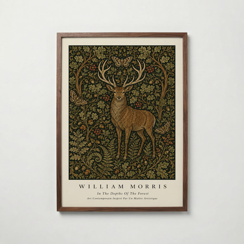 Stag in the Forest William Morris Poster