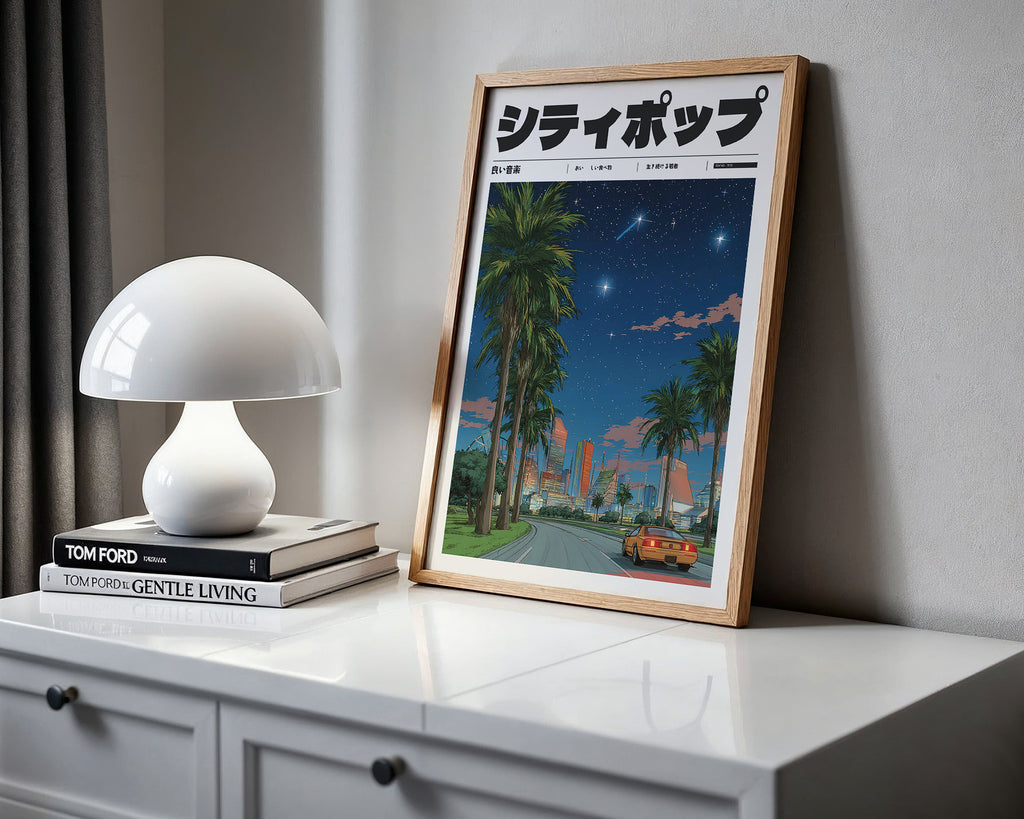 Starlit Drive poster visualiserad på vägg – se rätt storlek med mockup från Bozetto