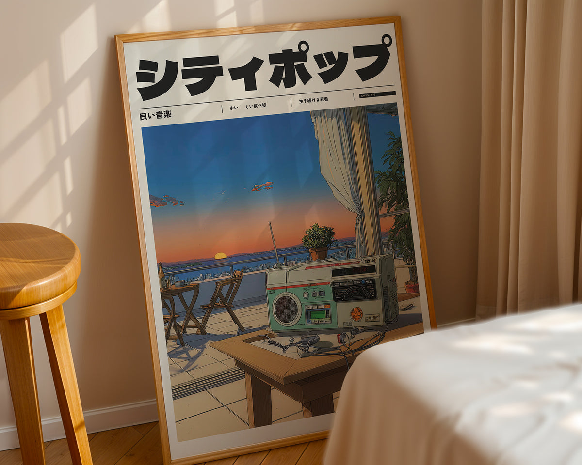 Mockup för Sunset FM – se hur affischen ser ut inramad på din vägg, Bozetto i hög tryckkvalitet