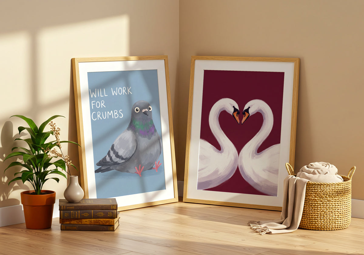 Swan Love Poster – två posters i rum 2
