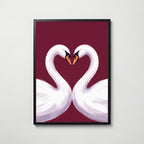 Swan Love Poster – svart ram
