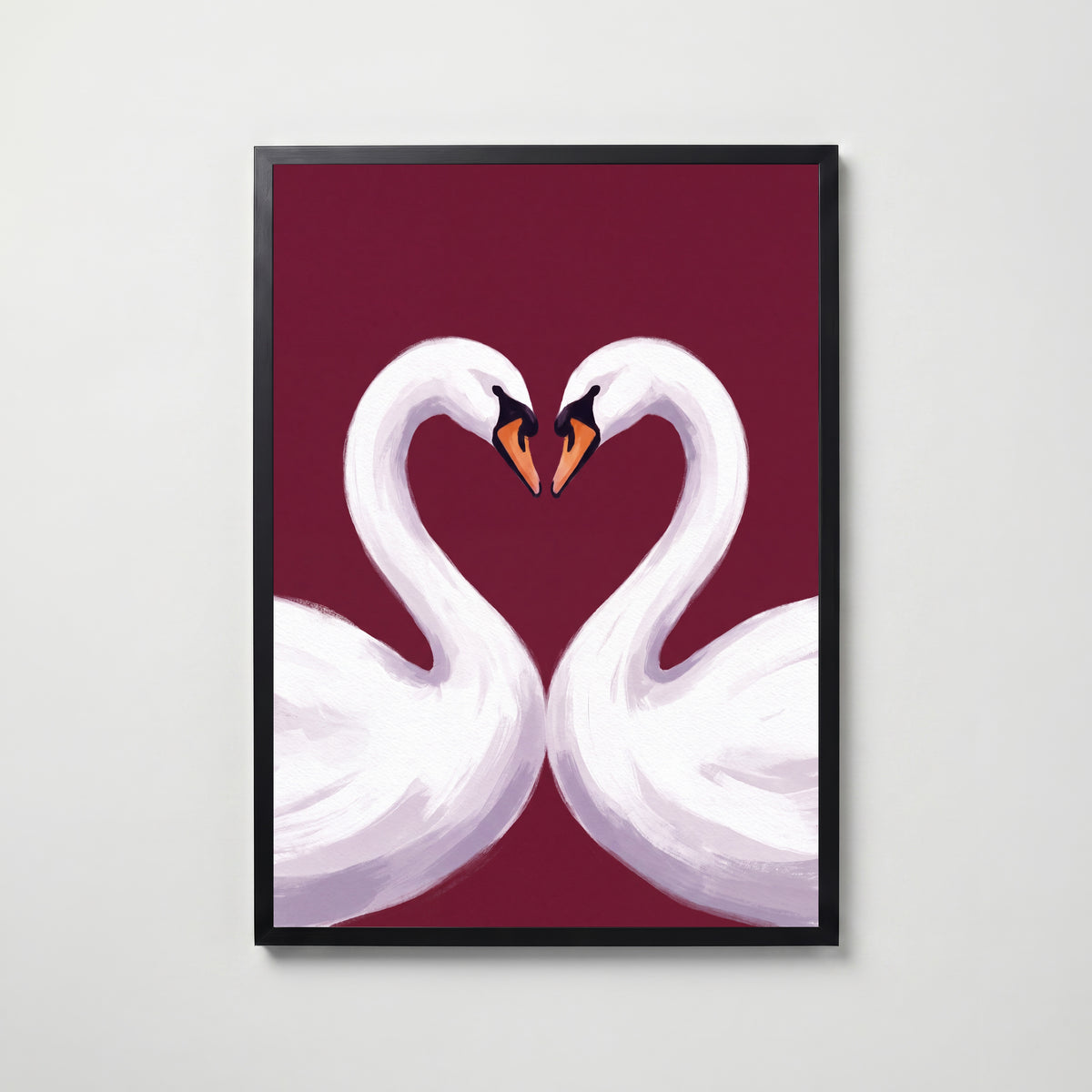 Swan Love Poster – svart ram