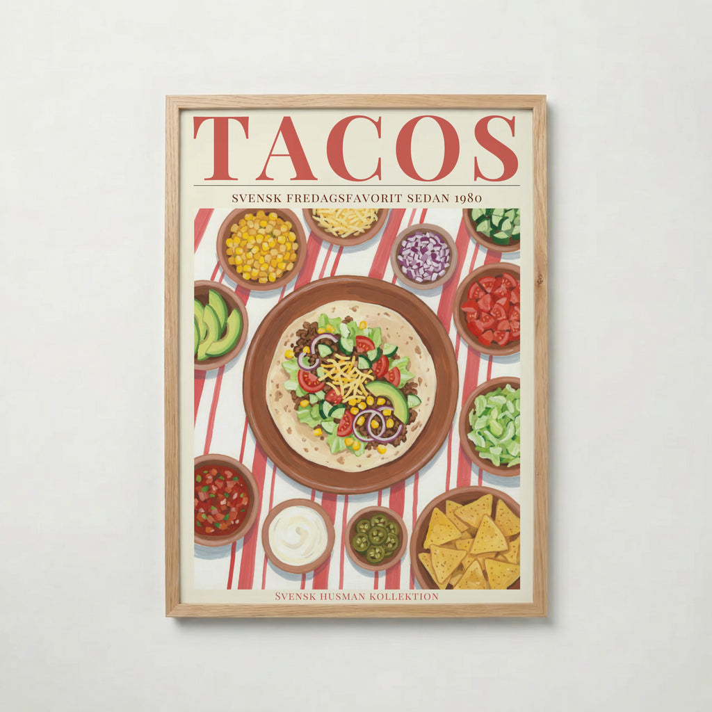 Tacos Fredag poster visad rakt fram – Bozetto affisch i hög tryckkvalitet i hög tryckkvalitet