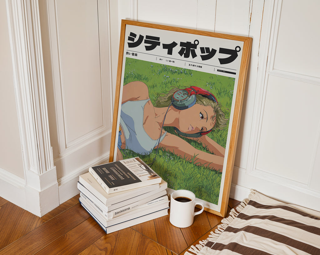 Väggmockup av Tokyo Afternoon affisch på ljus tegelvägg – Bozetto konsttryck i hög tryckkvalitet