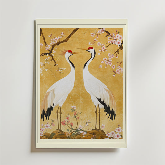 Oriental Crane Garden Poster