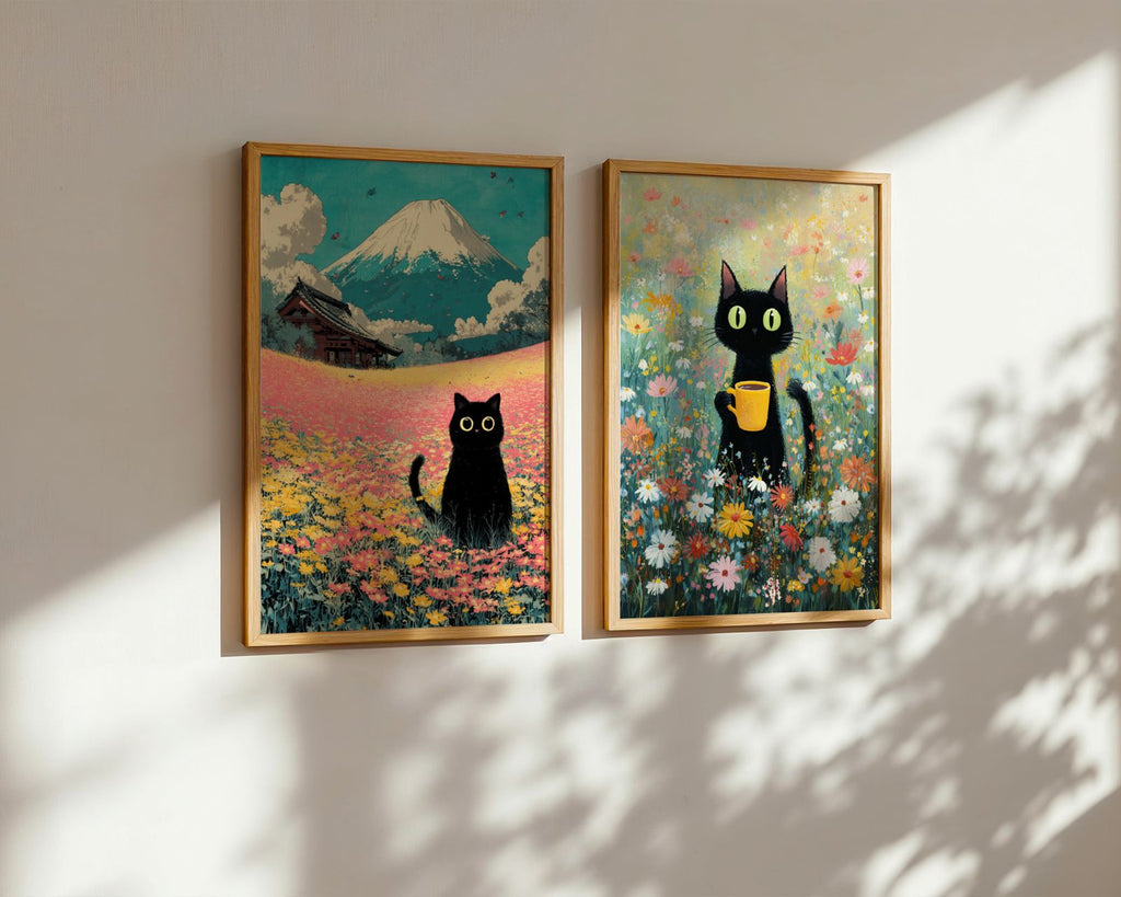 Bundle 2-pack Meadow Cat Calm – kuraterad postercollection som lyfter hemmet hos Bozetto