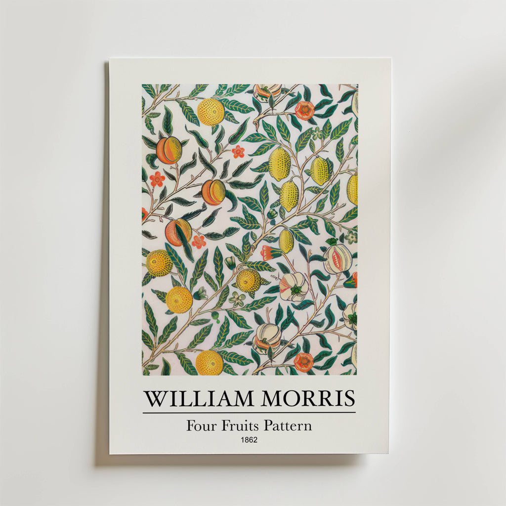 William Morris Four Fruits – stilfullt konsttryck från Bozetto, tryckt på matt finpapper