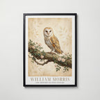 William Morris Barn Owl in Ivy and Roses Poster – svart ram