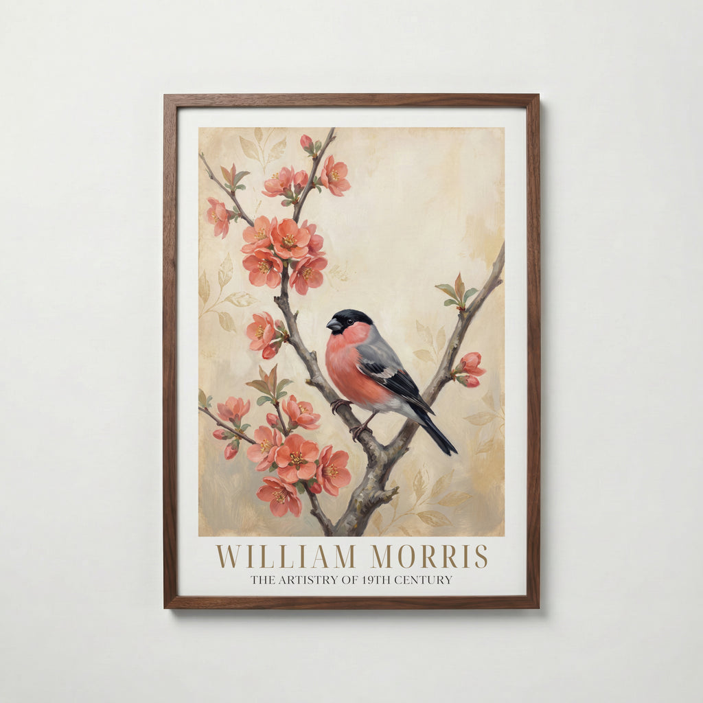 William Morris Bullfinch on Flowering Quince Poster – valnötsram