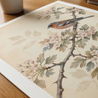William Morris Chaffinch on Hawthorn Poster – närbild på papper