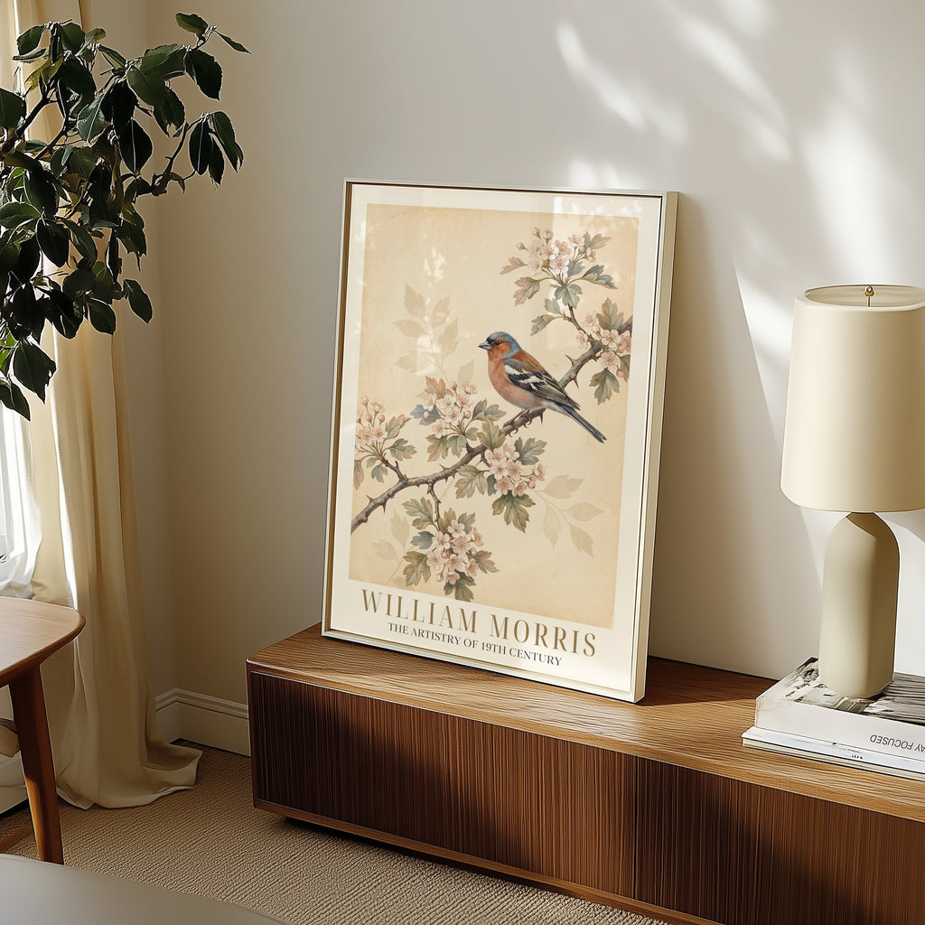 William Morris Chaffinch on Hawthorn Poster – i rum 1