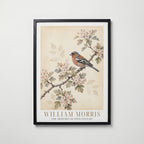 William Morris Chaffinch on Hawthorn Poster – svart ram