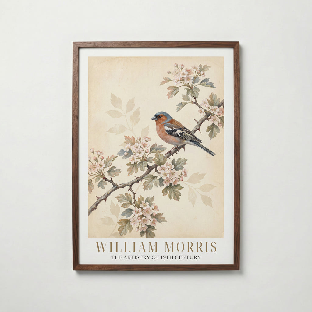 William Morris Chaffinch on Hawthorn Poster – valnötsram