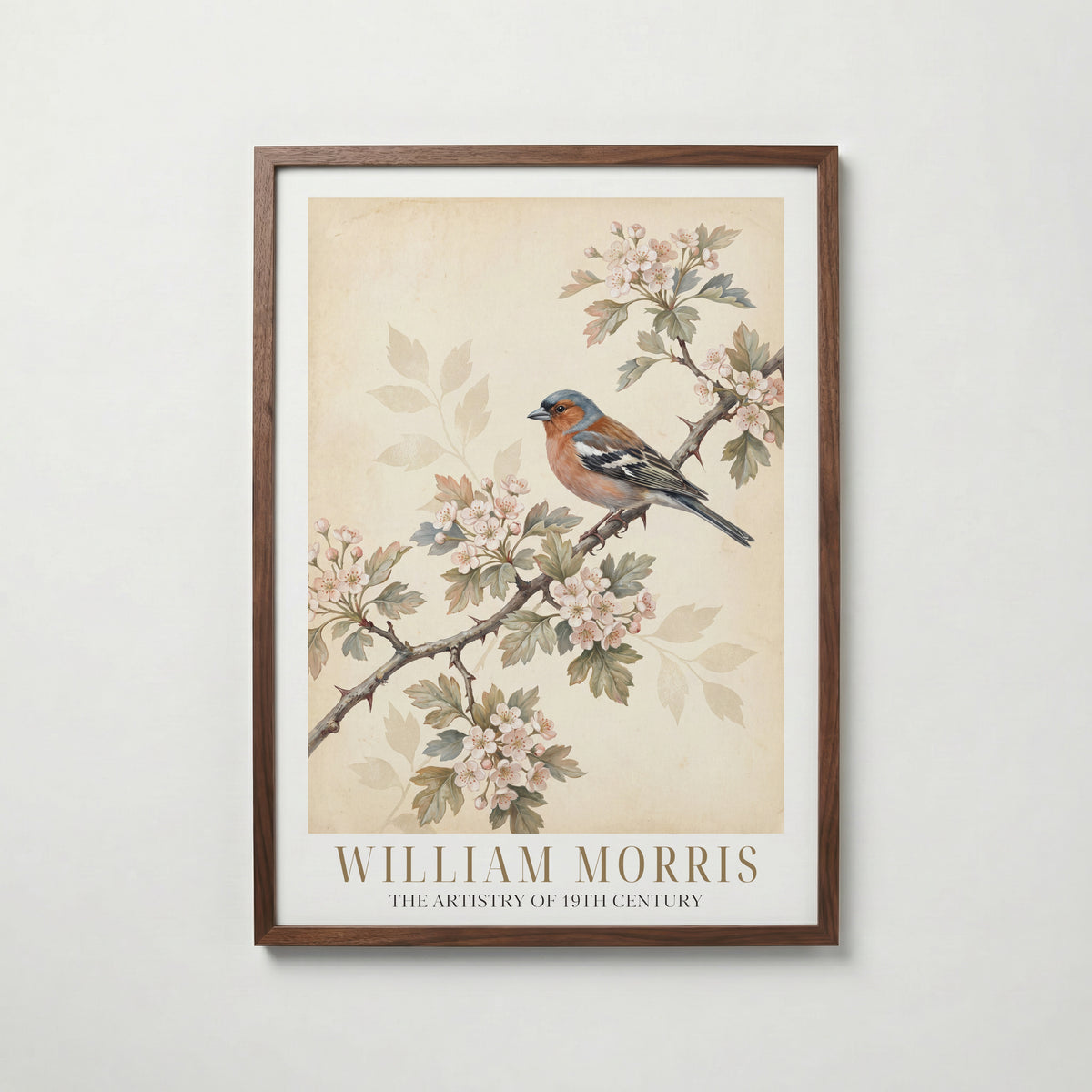 William Morris Chaffinch on Hawthorn Poster – valnötsram
