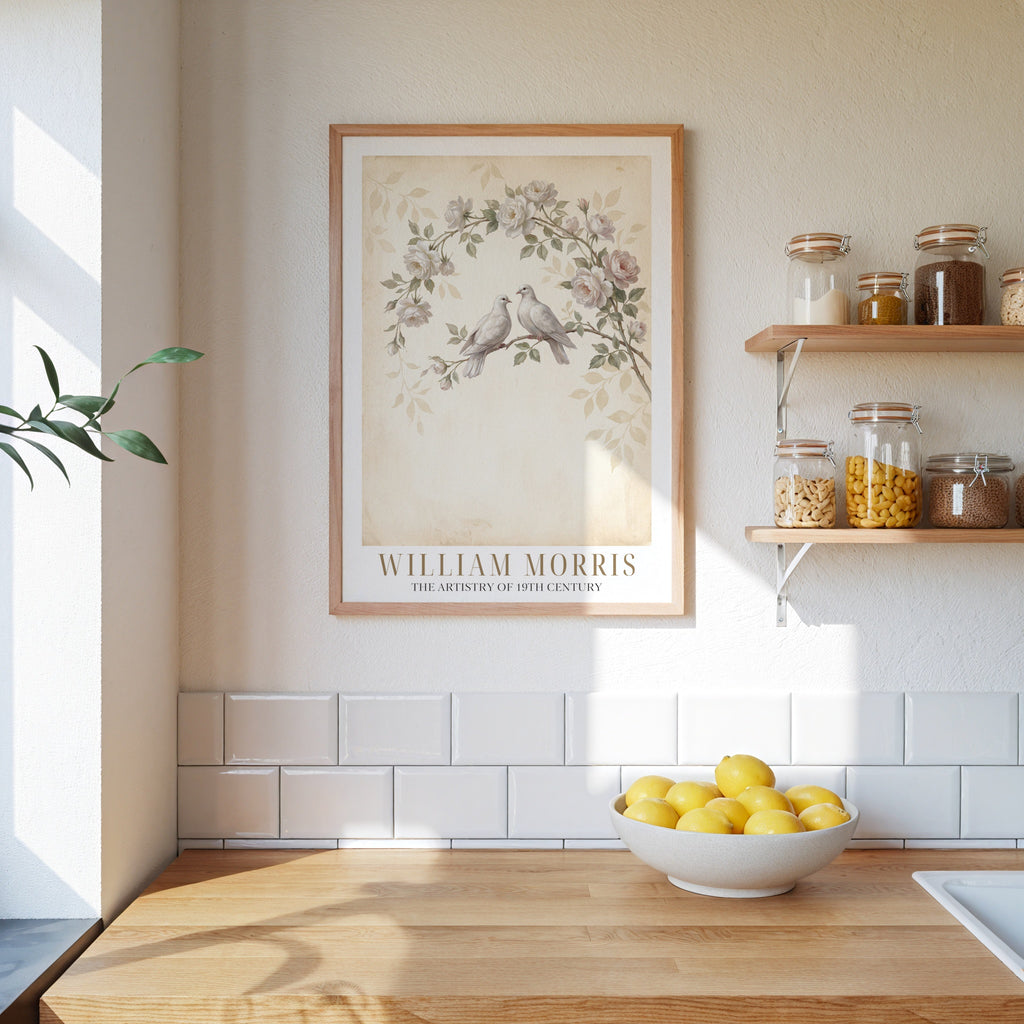 William Morris Doves Among White Roses Poster – i rum 1
