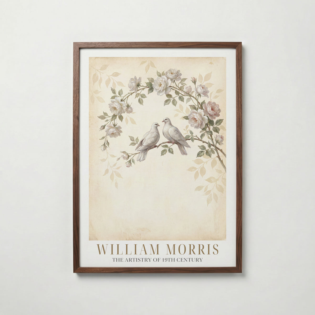 William Morris Doves Among White Roses Poster – valnötsram
