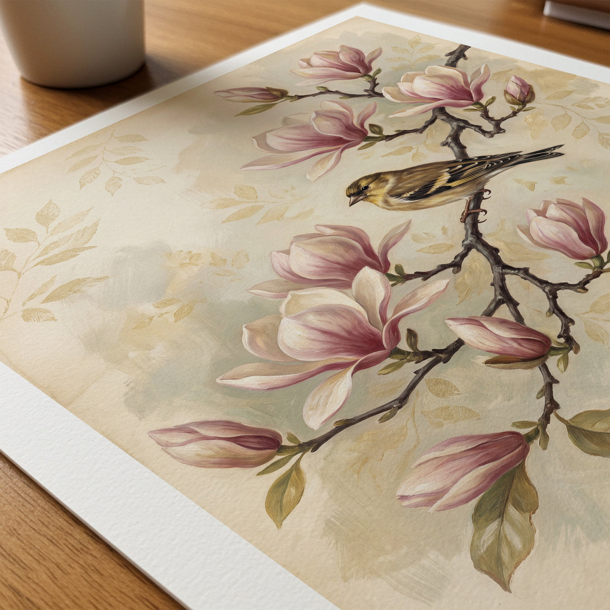 William Morris Finch on Magnolia Branch Poster – närbild på papper